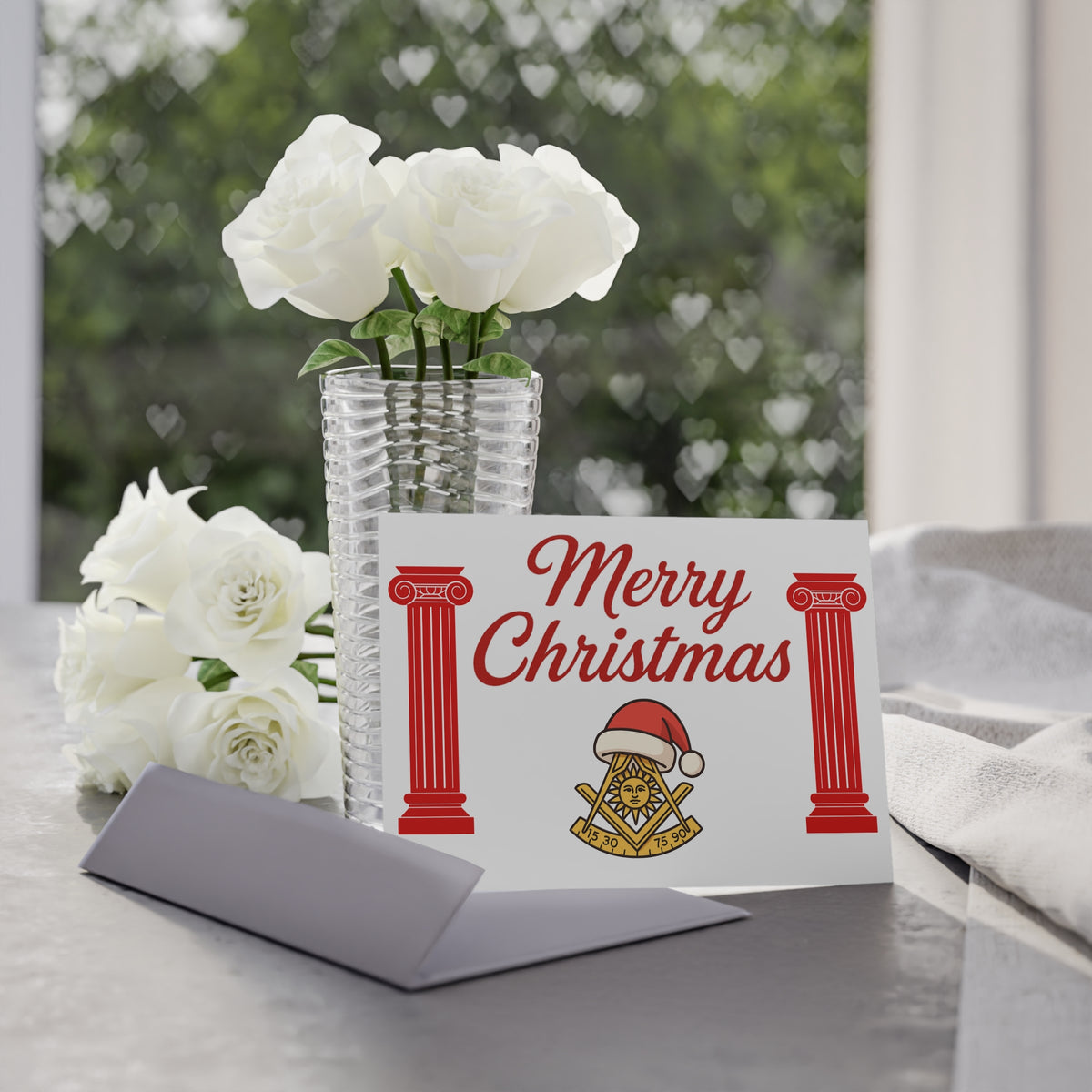 Past Master Blue Lodge Greeting Card - (Two-sided print) - Bricks Masons