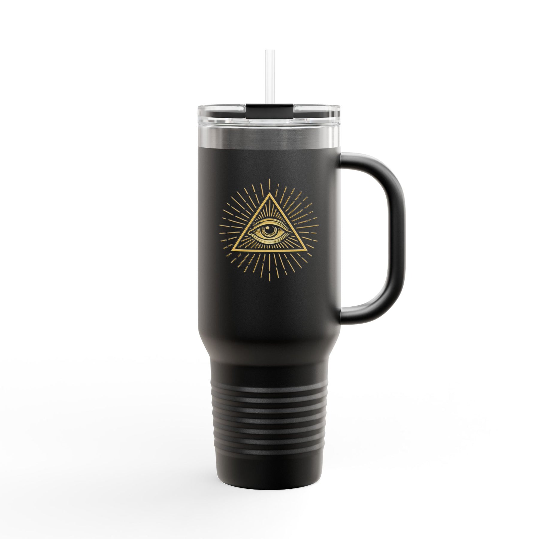 Eye of Providence Ringneck Tumbler - Black & Gold Stainless Steel & Insulated - Bricks Masons