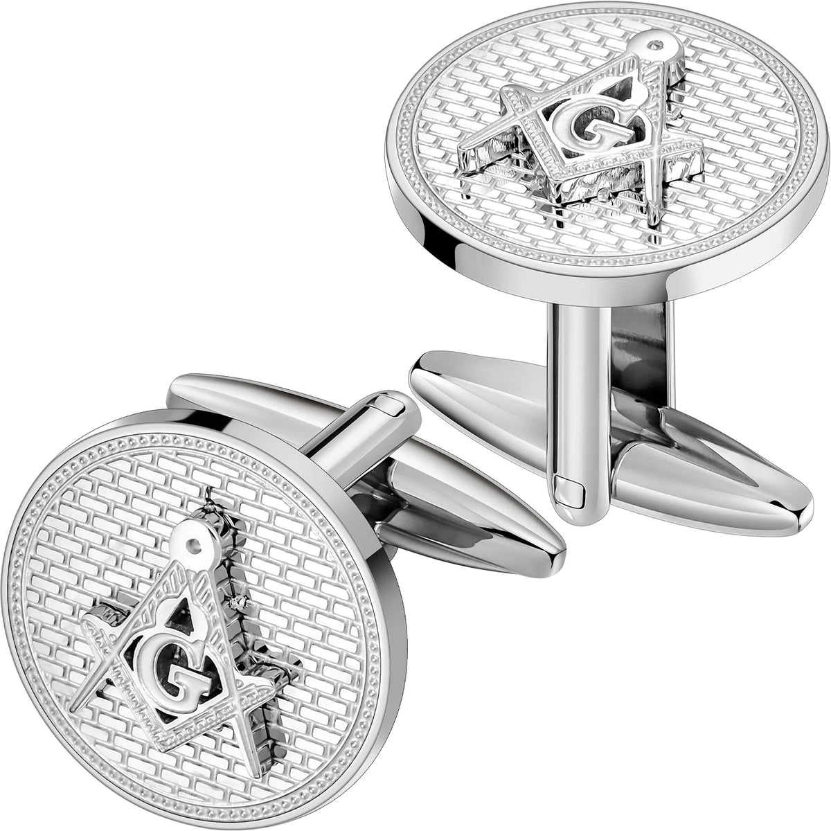 Master Mason Blue Lodge Cufflink - Silver Stainless Steel - Bricks Masons