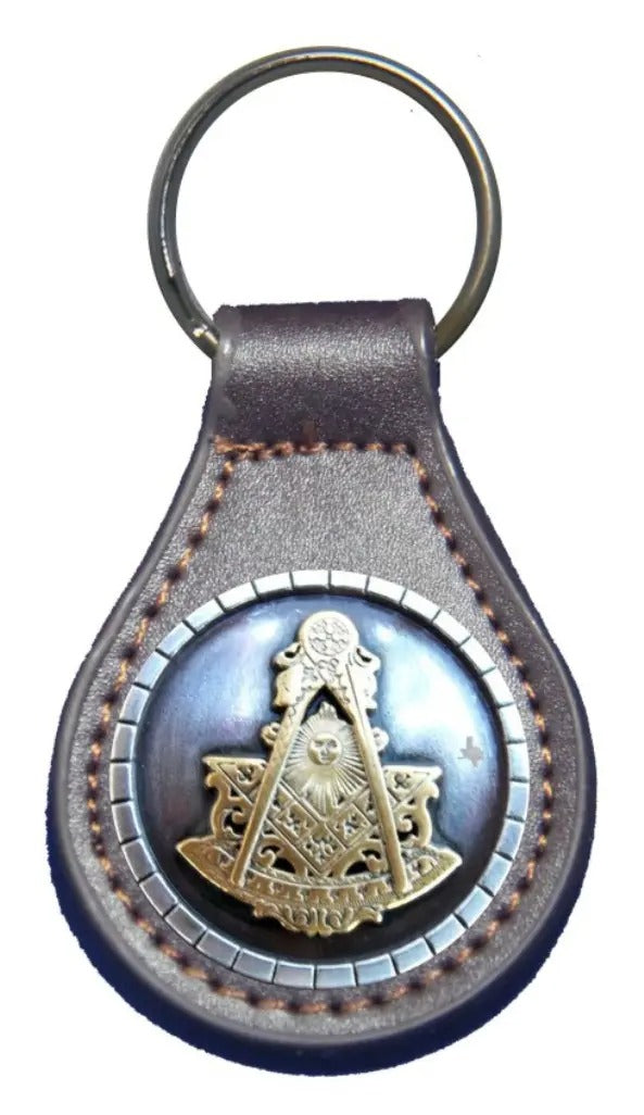 Past Master Blue Lodge Keychain - Gold Square & Compass Quadrant - Bricks Masons
