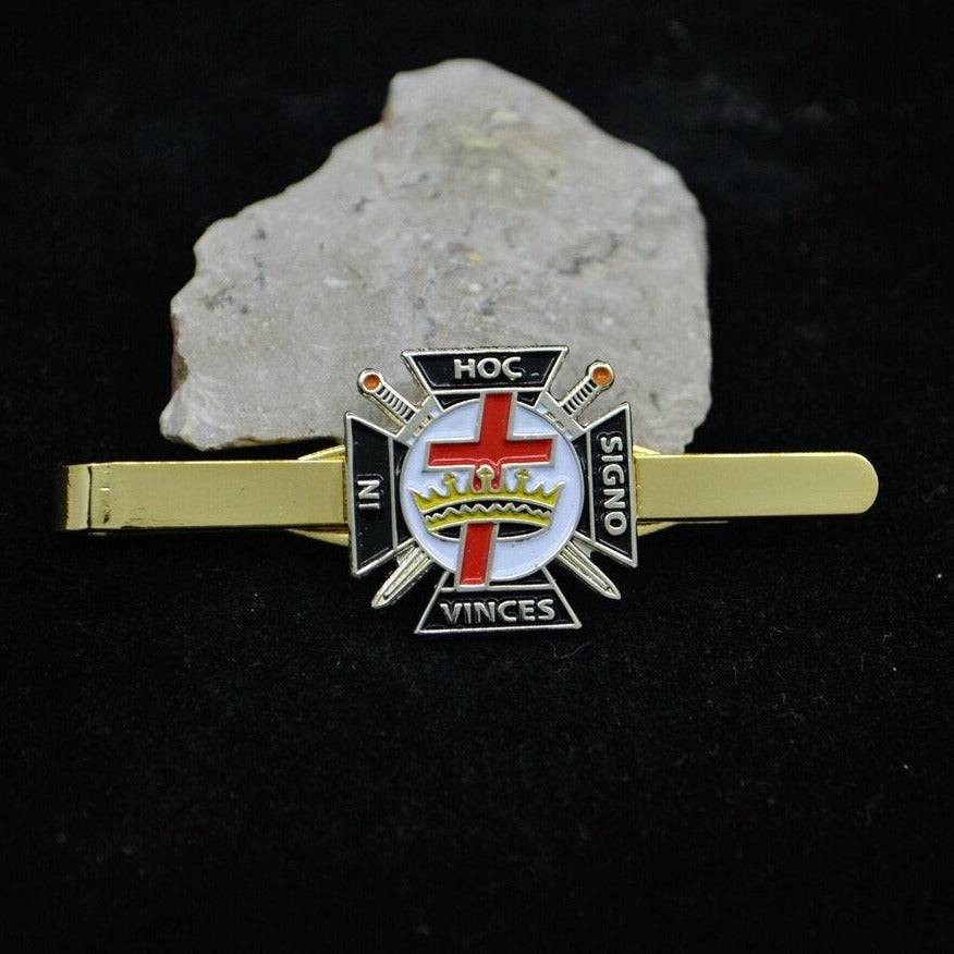 Knights Templar Tie Bar - Classic Cross Crown Gold - Bricks Masons