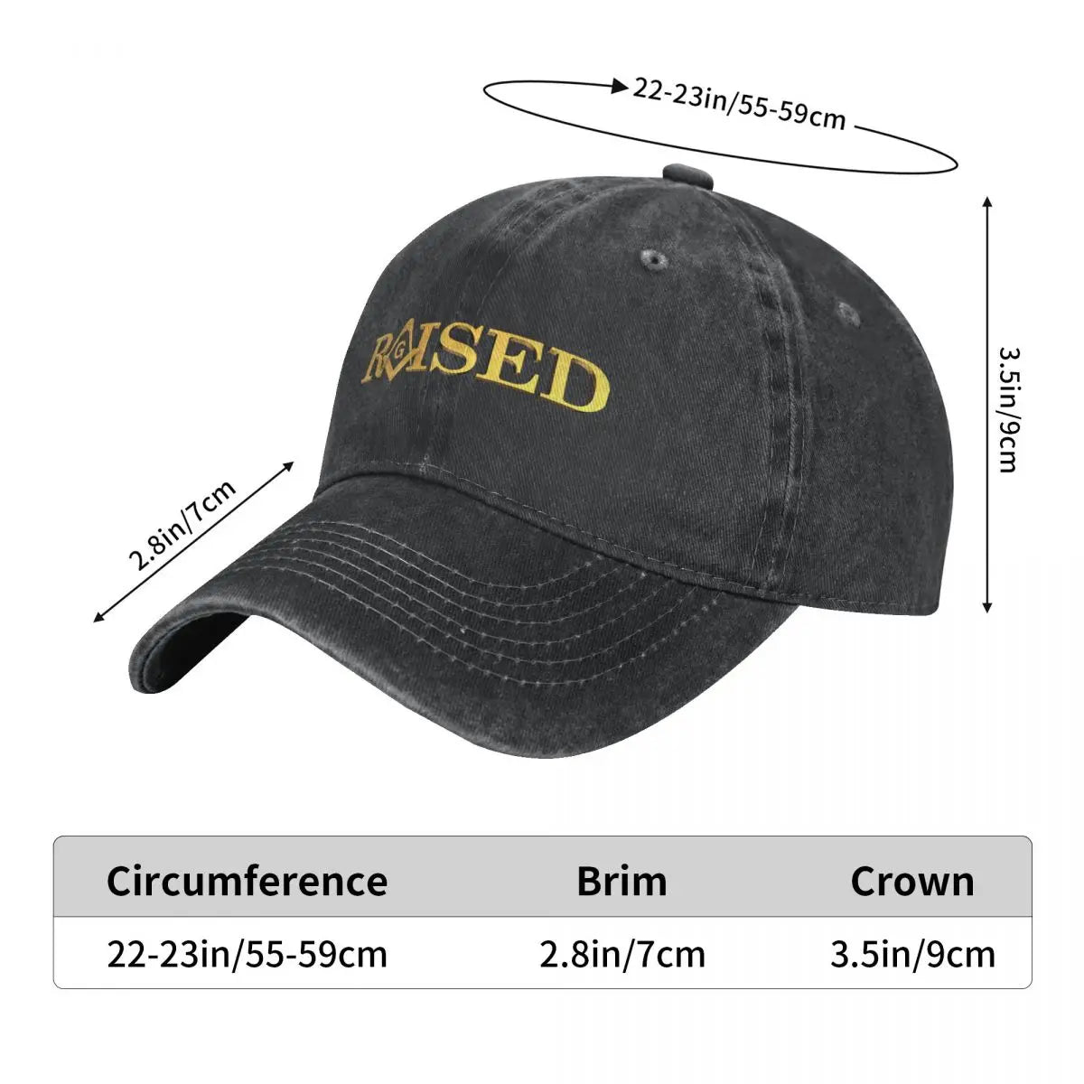 Master Mason Blue Lodge Baseball Cap - Raised Design With Square & Compass G - Bricks Masons