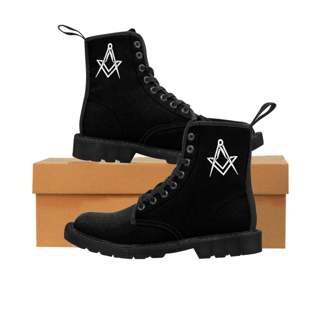 Master Mason Blue Lodge Boot - Black Canvas Square & Compass - Bricks Masons