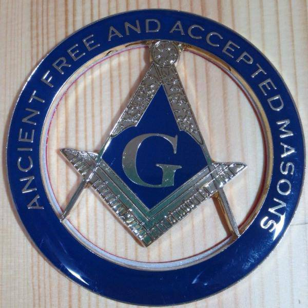 Master Mason Blue Lodge Car Emblem - ANCIENT FREE AND ACCEPTED MASONS Medallion - Bricks Masons