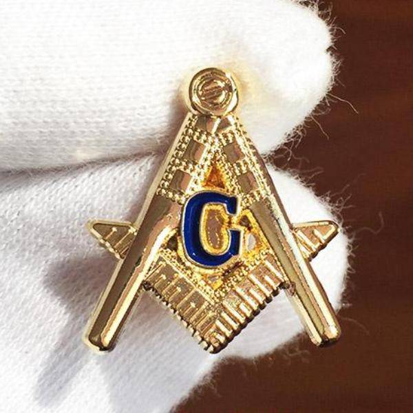 Master Mason Blue Lodge Lapel Pin - Square and Compass G Classical - Bricks Masons