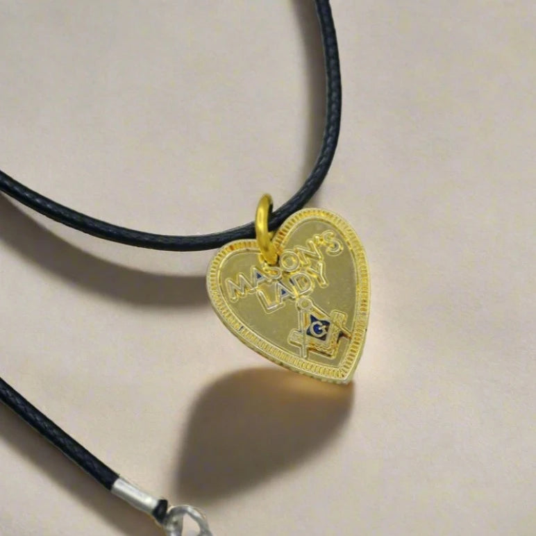 Master Mason Blue Lodge Necklace - Gold Plated MASON'S LADY Square and Compass G - Bricks Masons