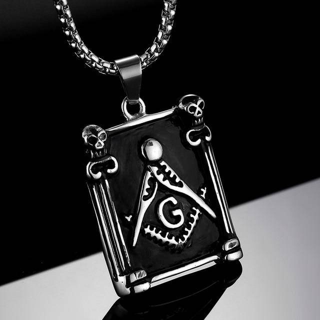 Master Mason Blue Lodge Necklace - Pillars Square Compass G - Bricks Masons