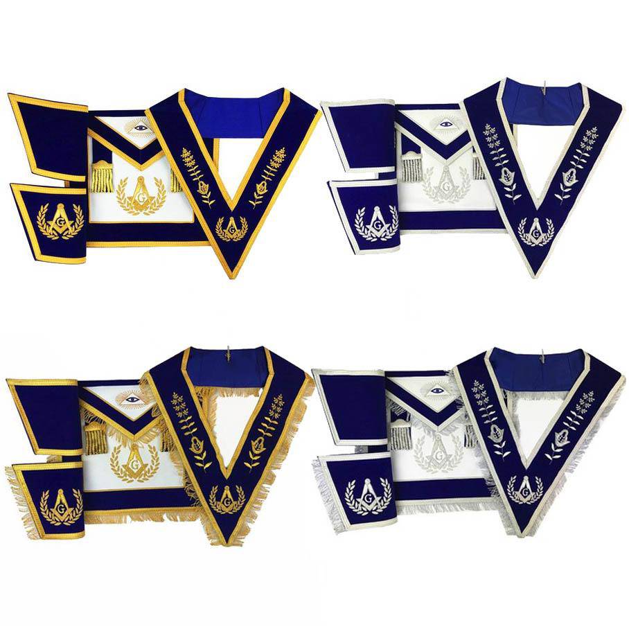 Master Mason Blue Lodge Regalia Set - Hand Embroidery - Bricks Masons