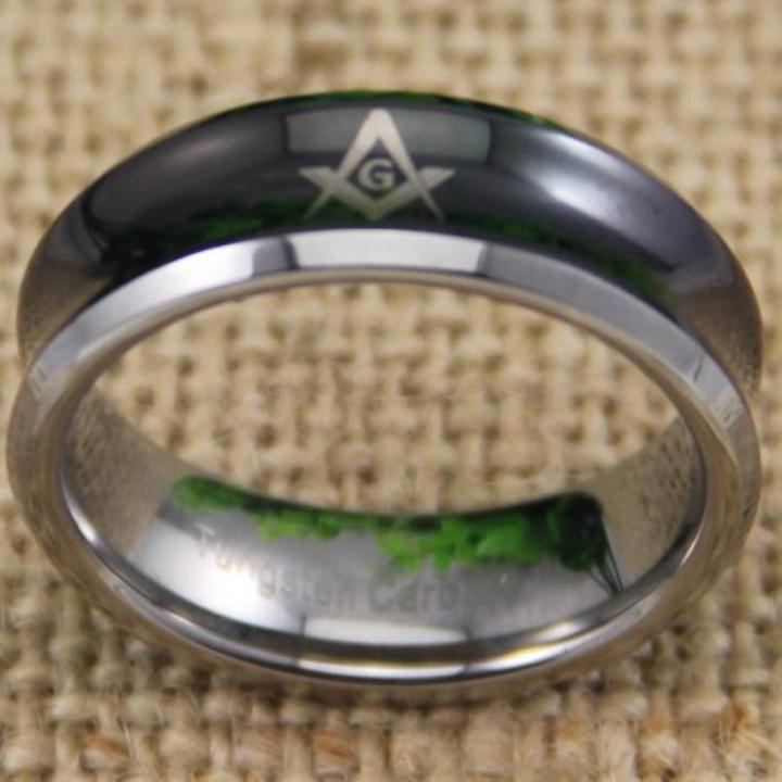 Master Mason Blue Lodge Ring - Black Silver Edges - Bricks Masons