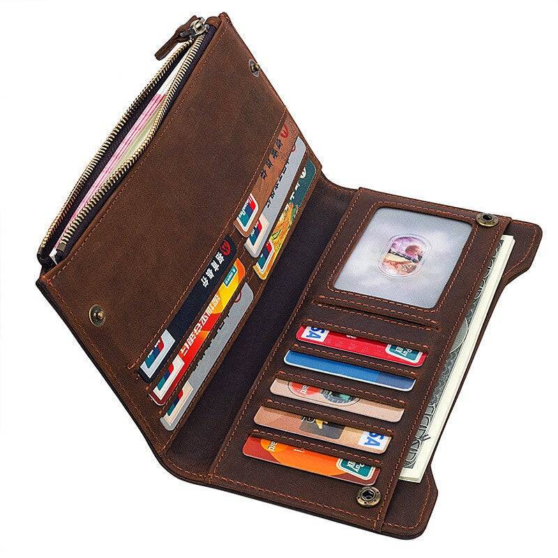 Master Mason Blue Lodge Wallet - Genuine Leather Roseville American Flag Brown - Bricks Masons