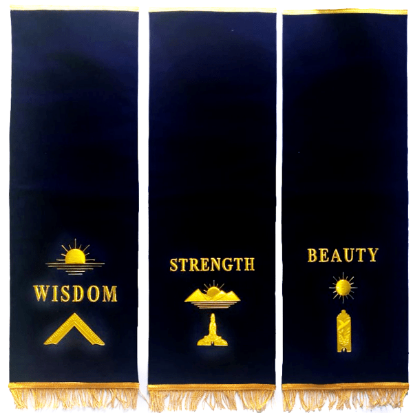 Officers Blue Lodge Pedestal Cover - Hand Embroidery - Bricks Masons