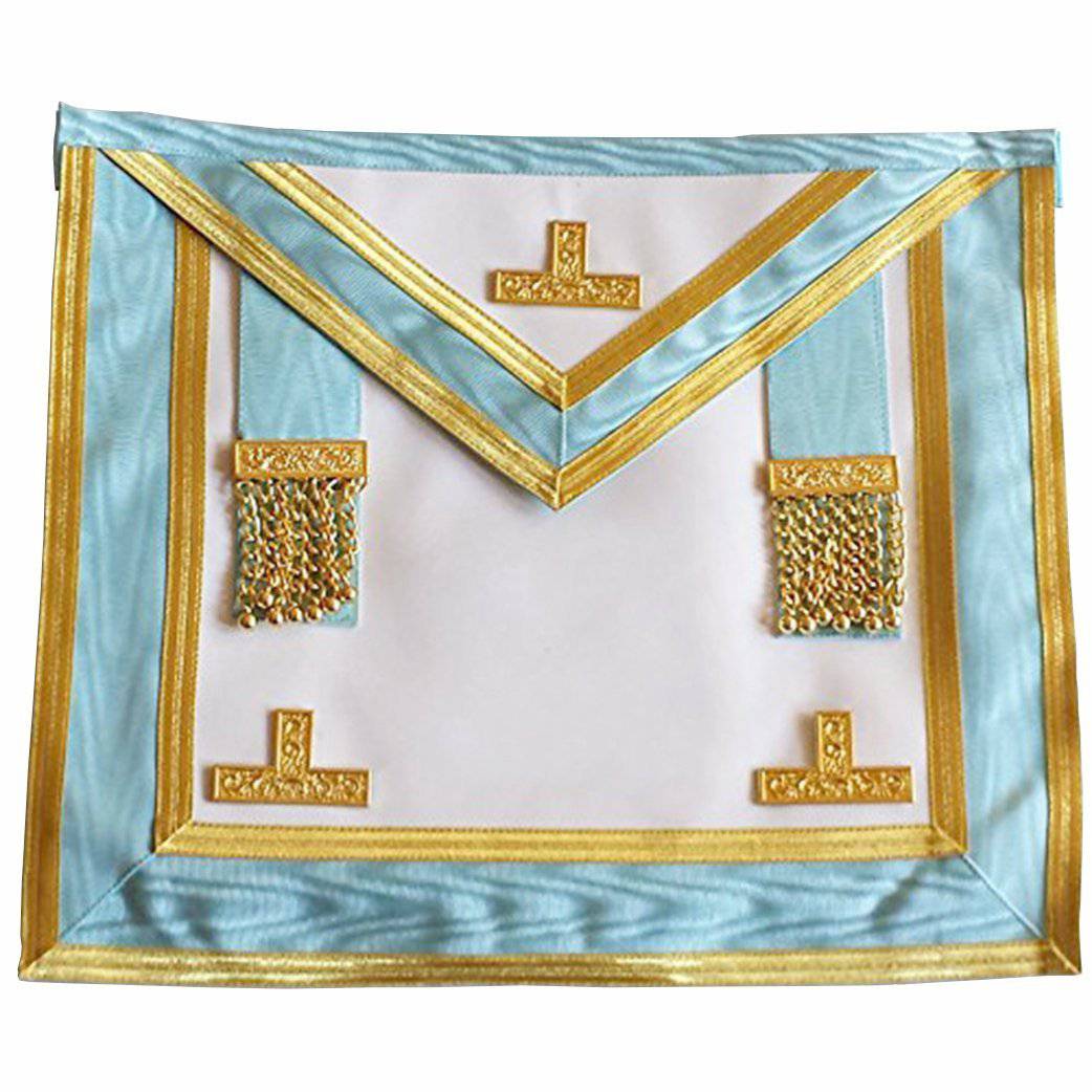 Worshipful Master Past Master Blue Lodge Canada Regulation Apron - Sky Blue Moire - Bricks Masons