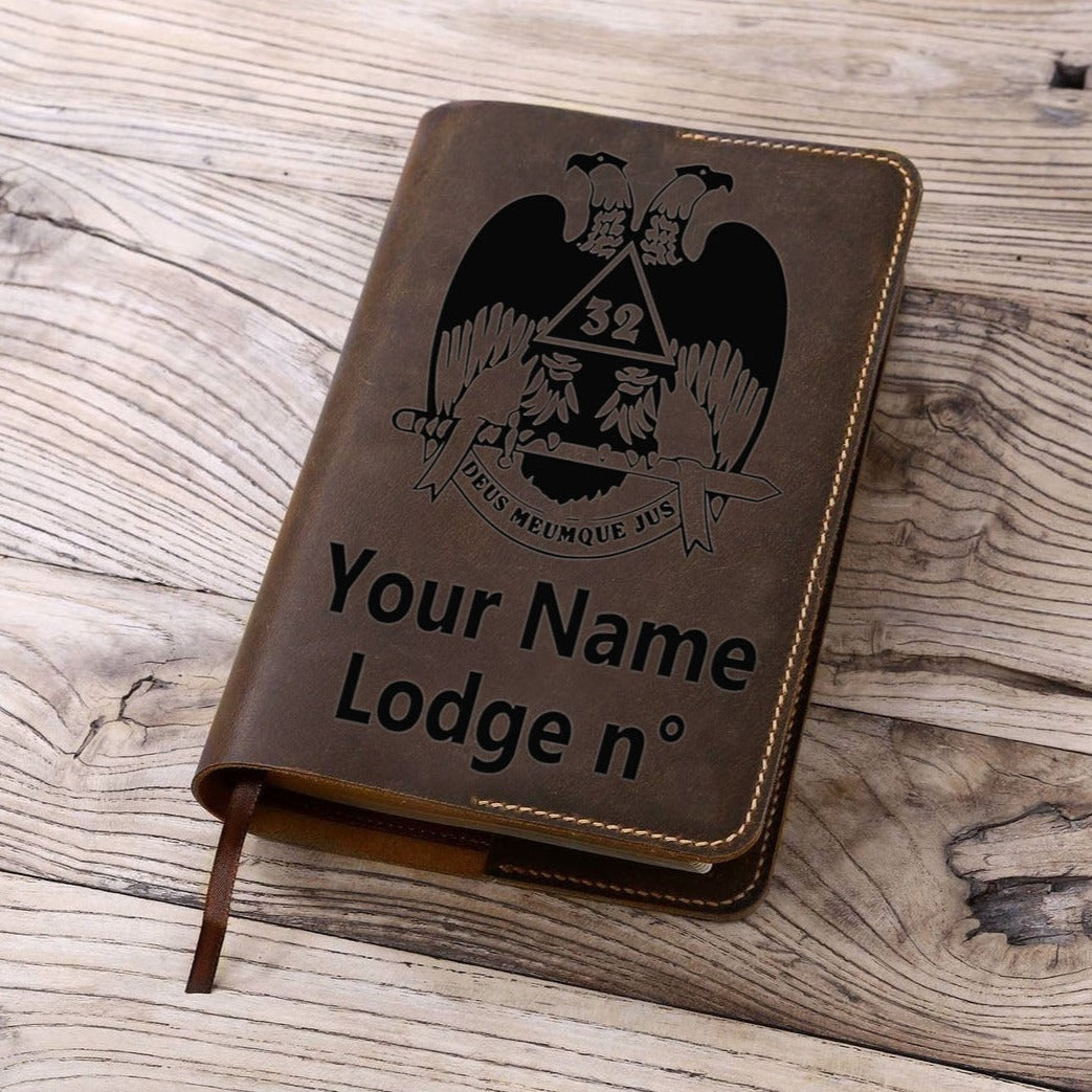 32nd Degree Scottish Rite Book Cover - Wings Down Leather - Bricks Masons