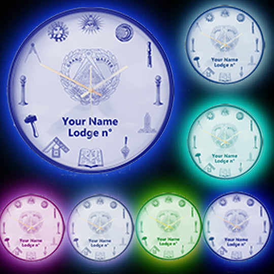 Grand Master Blue Lodge Clock - Frame with LED - Bricks Masons