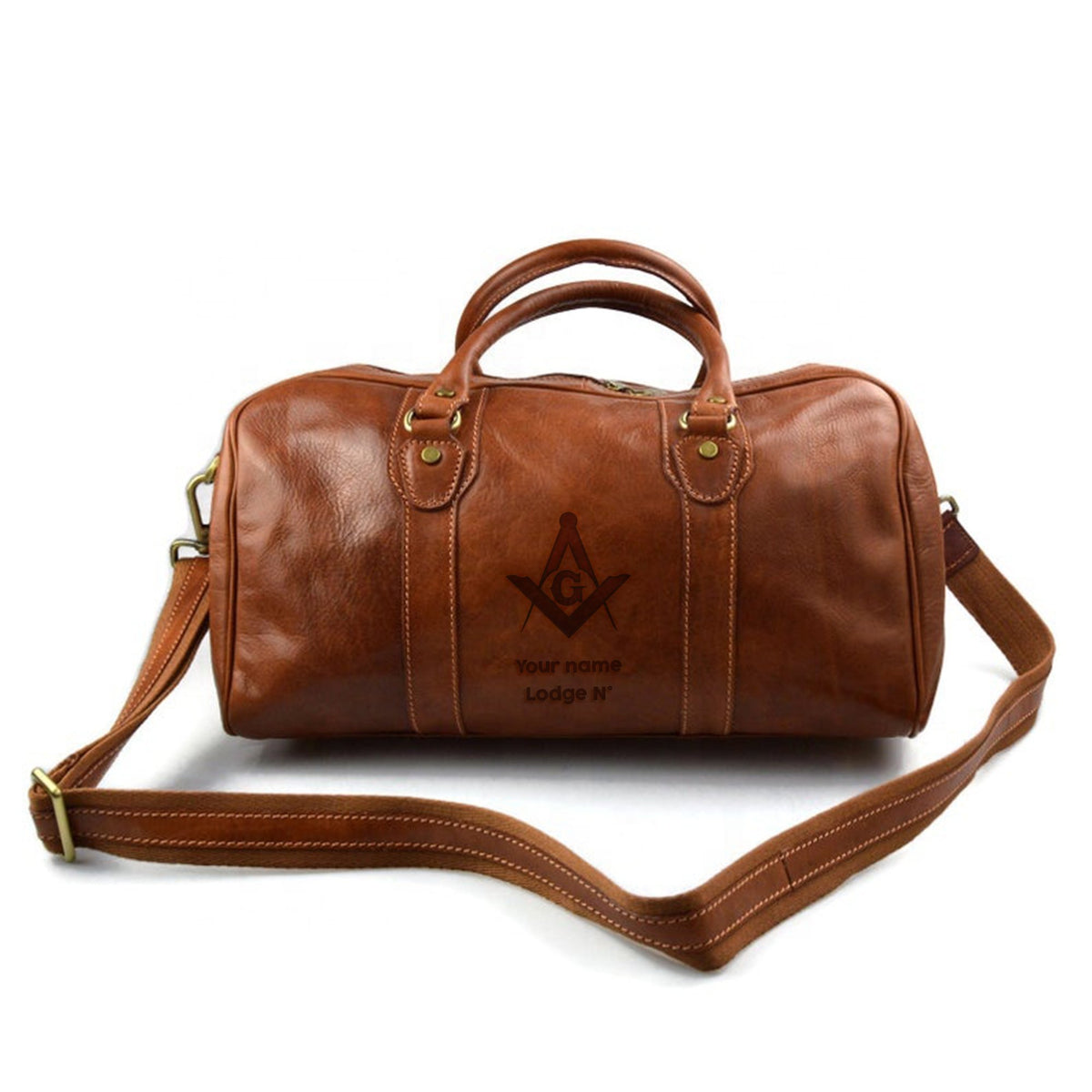 Handmade Genuine Leather Masonic Travel Bag (Matte Brown) - Bricks Masons