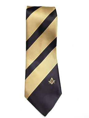 Master Mason Blue Lodge Necktie - Brown & Yellow with Square & Compass G