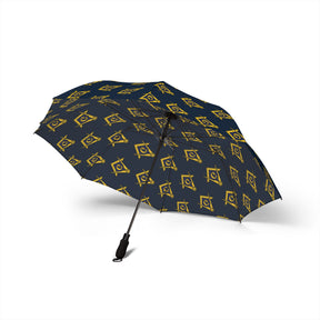 Master Mason Blue Lodge Umbrella - Dark Blue with Golden Square & Compass G - Bricks Masons