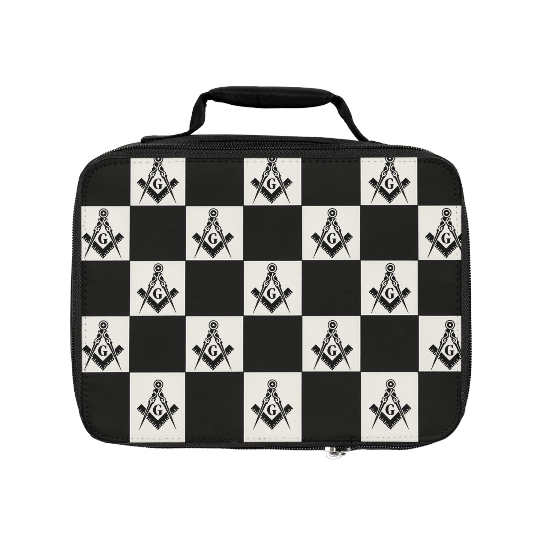 Master Mason Blue Lodge Lunch Bag - Checkered Pattern Fully Insulated - Bricks Masons