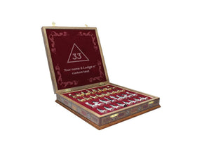 33rd Degree Scottish Rite Chess Set - Wood Mosaic Pattern - Bricks Masons