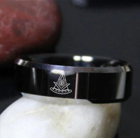 Past Master Blue Lodge California Regulation Ring - Black Tungsten Personalizable - Bricks Masons