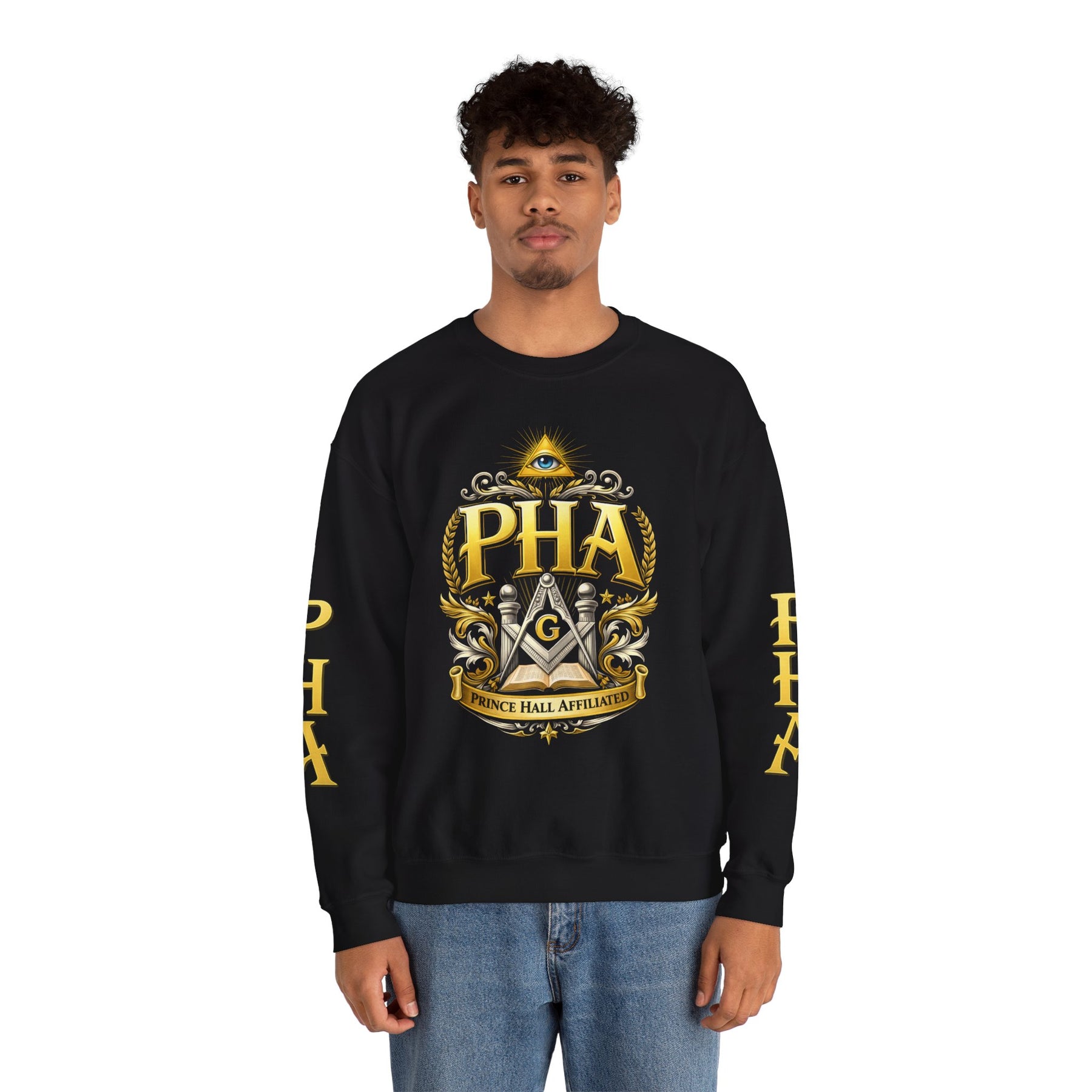 Master Mason Blue Lodge Sweatshirt - Prince Hall Affiliated Square & Compass G & Eye - Bricks Masons