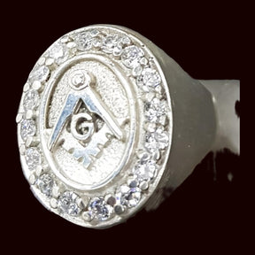 Masonic Master Ring in Silver with Stones 2.2 x 1.7 cm 11 Gr Art 1106 - Bricks Masons