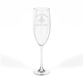 Master Mason Blue Lodge Champagne Flute - Served On The Level Square & Compass G - Bricks Masons