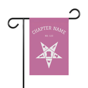 OES Yard Flag - Pink & White Star With Personalization - Bricks Masons