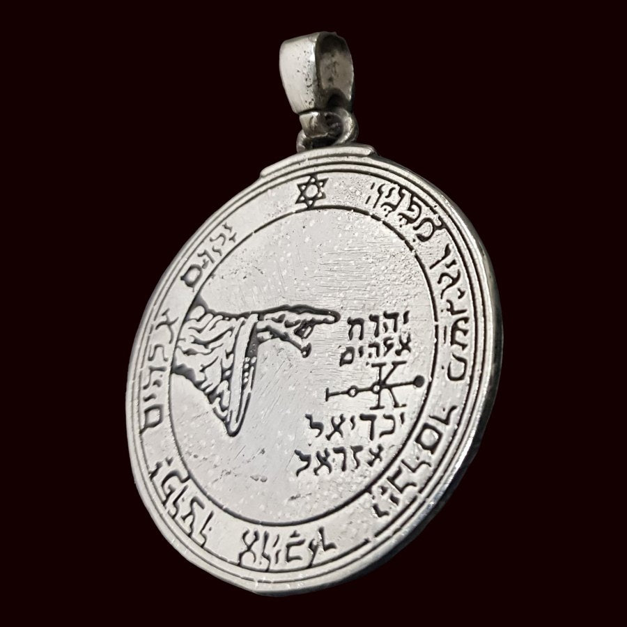 Solomon's Fifth Pentacle Pendant, Consecrated to the Moon, Silver, 4 cm, 20 g, 44 Seals of Solomon, Art. 1162 - Bricks Masons