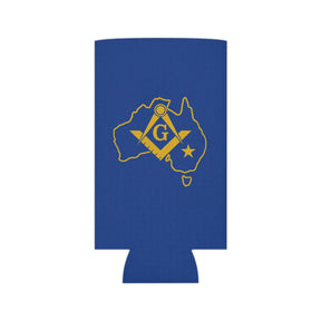 Master Mason Blue Lodge Australia Jurisdiction Can Cooler - Blue & Gold S & C - Bricks Masons