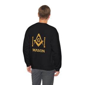 Master Mason Blue Lodge Sweatshirt - Mason S&C G with Twin Pillars