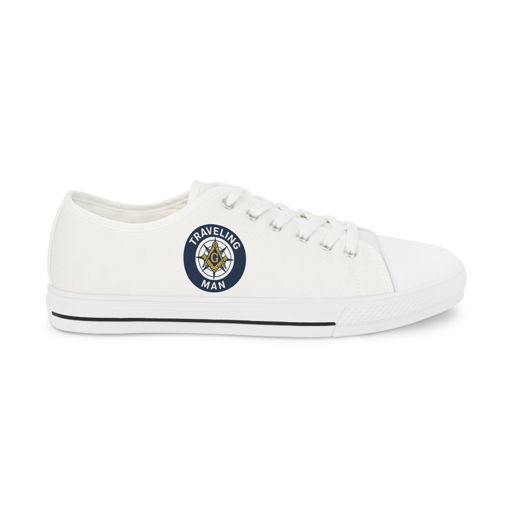 Master Mason Blue Lodge Sneaker - Low Top Sneaker Black & White Traveling Mason - Bricks Masons
