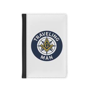 Master Mason Blue Lodge Passport Cover - Traveling Man PU Leather - Bricks Masons