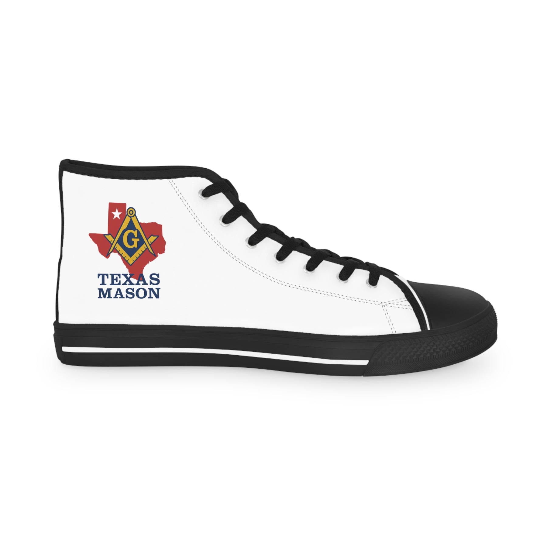 Master Mason Blue Lodge Sneaker - High Top Black & White Sole Texas Mason - Bricks Masons
