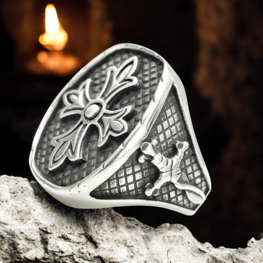 Knights Templar Ring 2.5 x 2 cm 15 g Silver Art 1274 - Bricks Masons