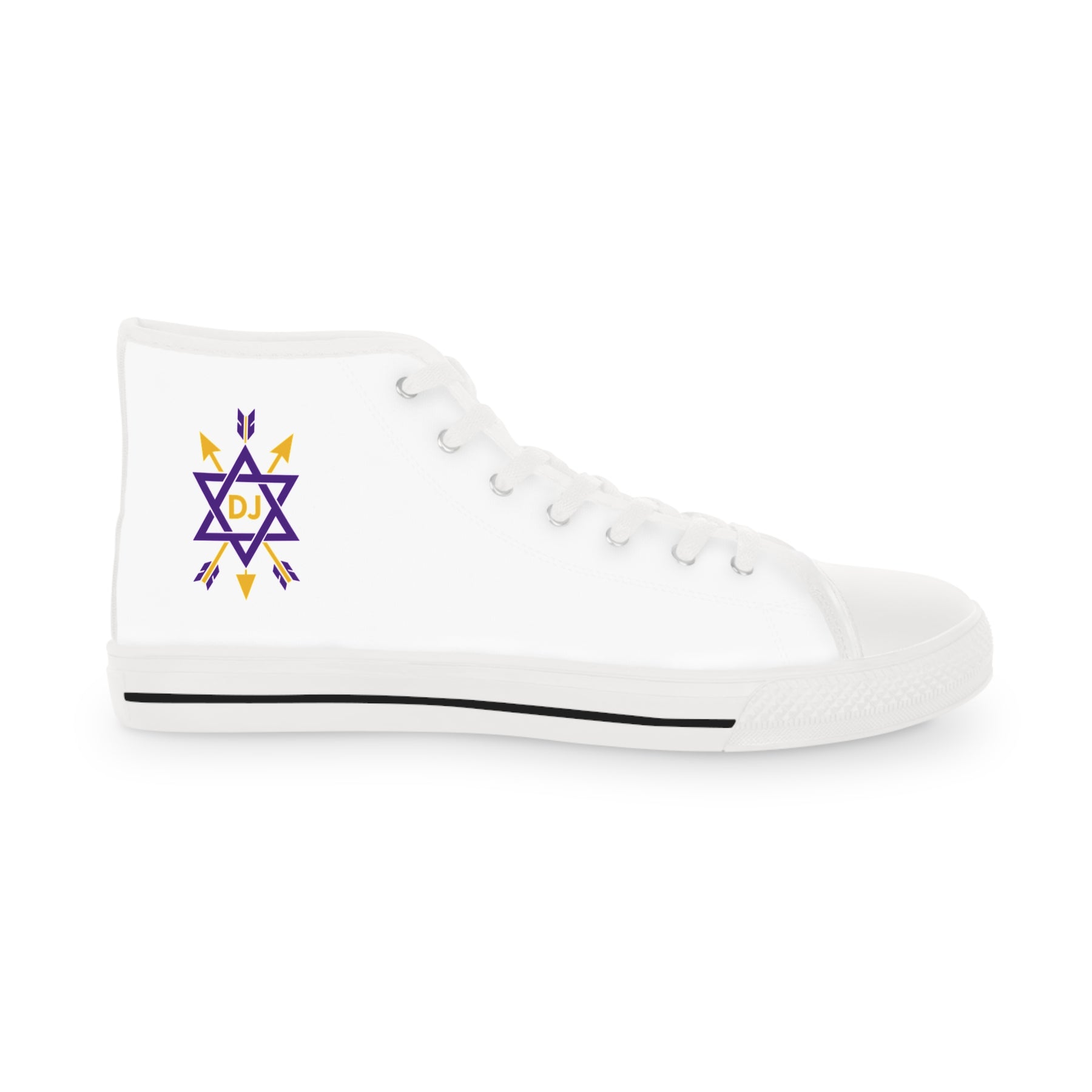 Order of the Secret Monitor Sneaker - High Top Black & White Gold & Purple Emblem - Bricks Masons