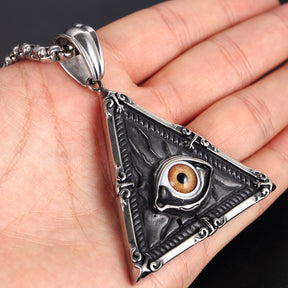 Eye Of Providence Necklace - All Seeing Eye Stainless Steel Pendant - Bricks Masons