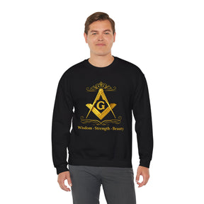 Master Mason Blue Lodge Sweatshirt - Wisdom Strength & Beauty Square & Compass G - Bricks Masons