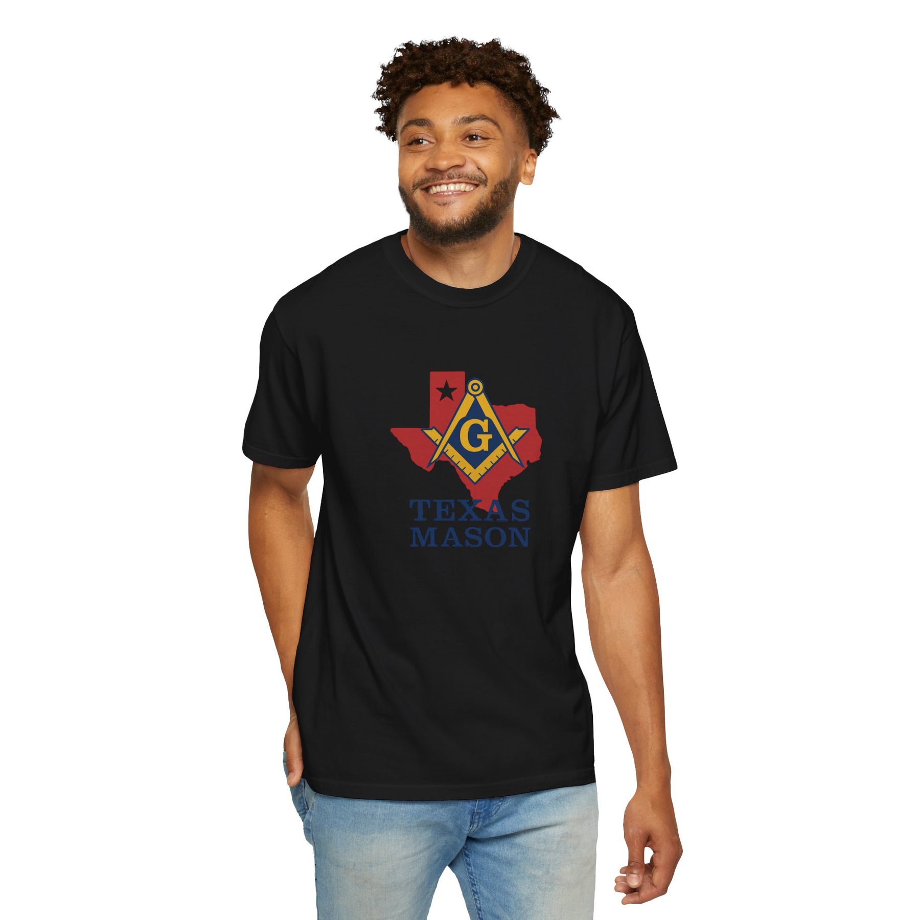 Master Mason Blue Lodge T-Shirt - Texas Mason Garment-Dyed Tee - Bricks Masons