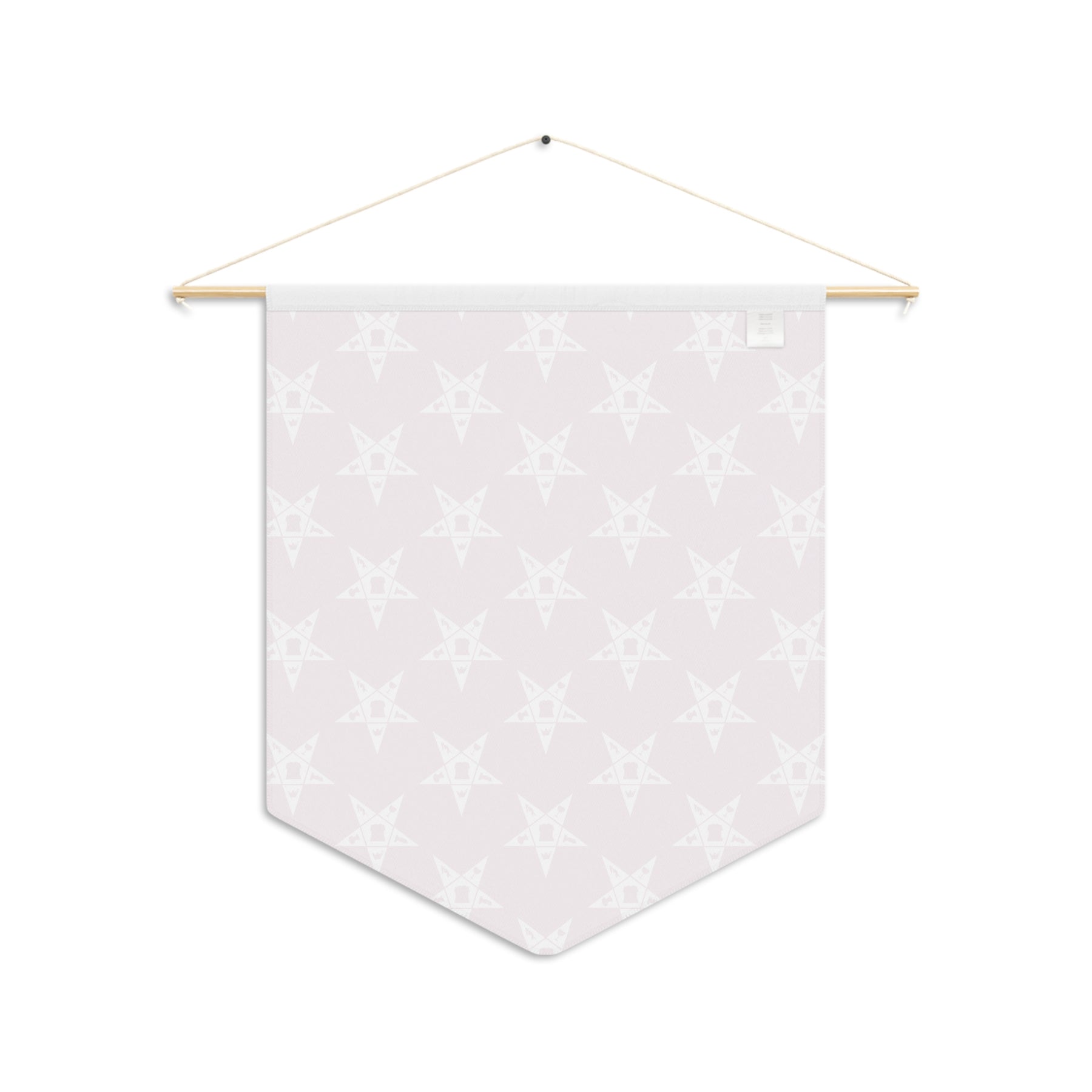 OES Pennant - Order of the Eastern Star Pattern on Polyester Twill With Wooden Dowel - Bricks Masons