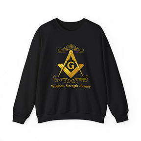 Master Mason Blue Lodge Sweatshirt - Wisdom Strength & Beauty Square & Compass G - Bricks Masons
