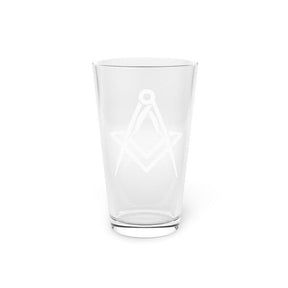 Master Mason Blue Lodge Pint Glass - Square & Compass 16oz