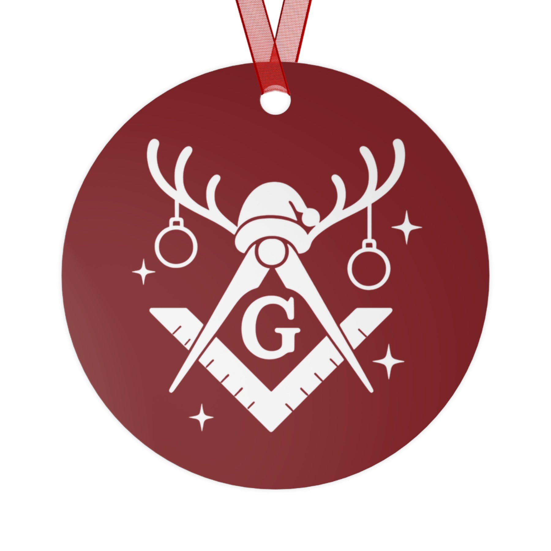 Master Mason Blue Lodge Christmas Ornament - Square & Compass G Holiday Decor - Bricks Masons