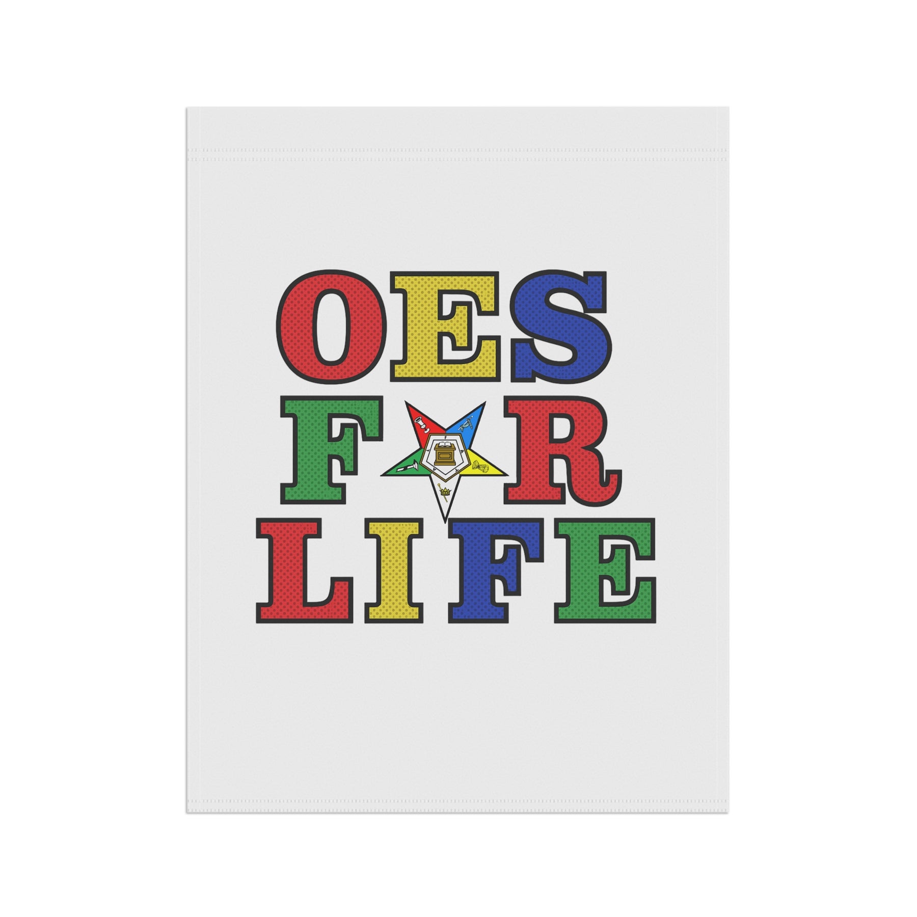 OES Yard Flag - White OES For Life Poly Poplin - Bricks Masons