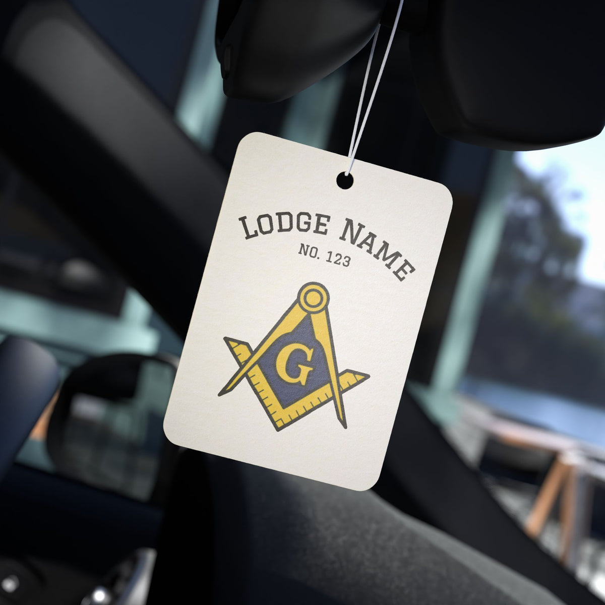 Master Mason Blue Lodge Car Air Freshener - Square & Compass G With Personalization - Bricks Masons