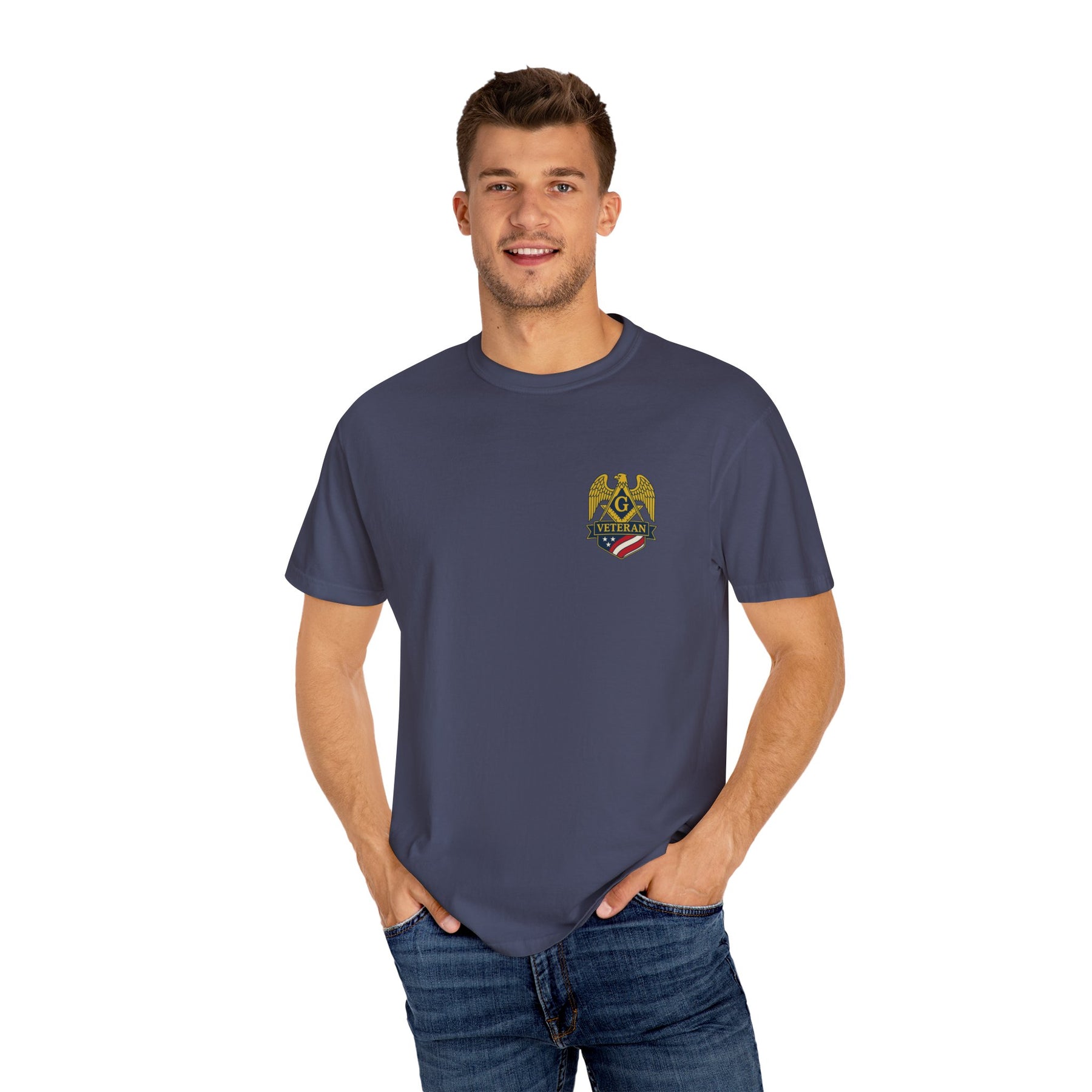 Master Mason Blue Lodge T-Shirt - Veteran Mason Garment-Dyed Tee - Bricks Masons