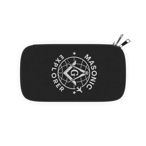 Master Mason Blue Lodge Passport Wallet - Black Masonic Explorer With Shoulder & Wrist Strap - Bricks Masons