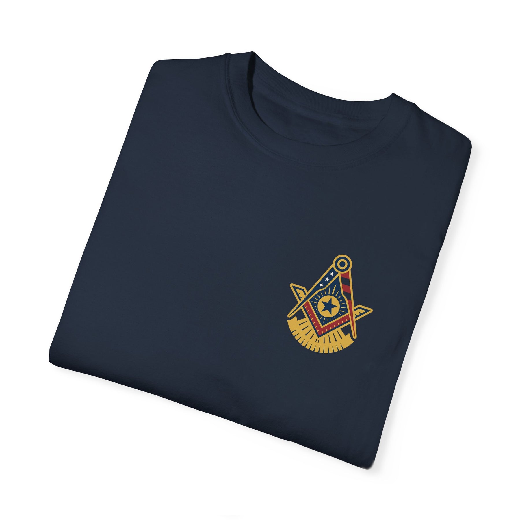 Past Master Blue Lodge T-Shirt - Garment-Dyed US Flag - Bricks Masons