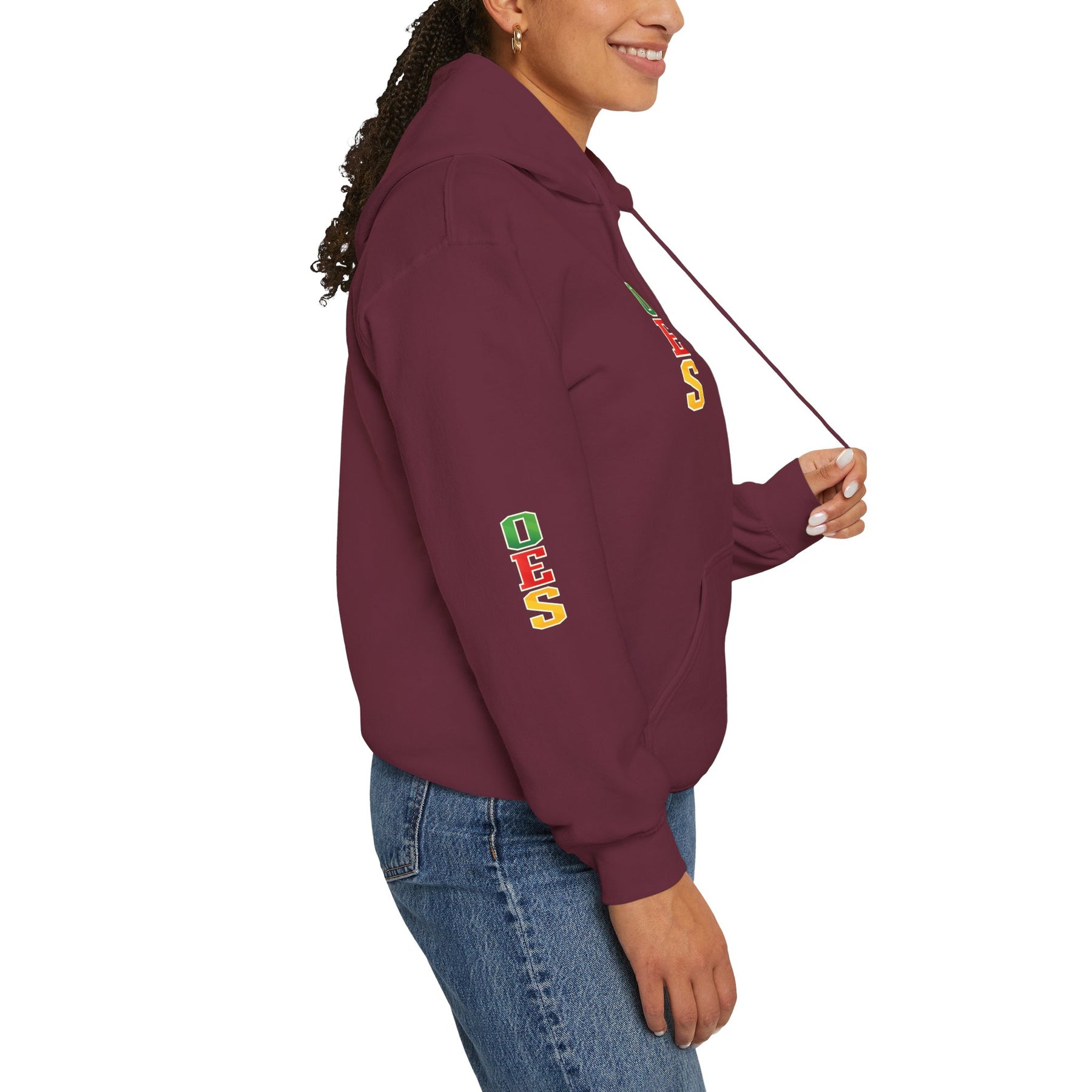 OES Hoodie - Colorful Eastern Star & Initials with Personalization - Bricks Masons