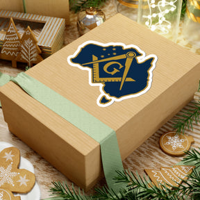 Master Mason Blue Lodge Australia Jurisdiction Sticker Decal - Kiss-Cut Golden Square & Compass G - Bricks Masons